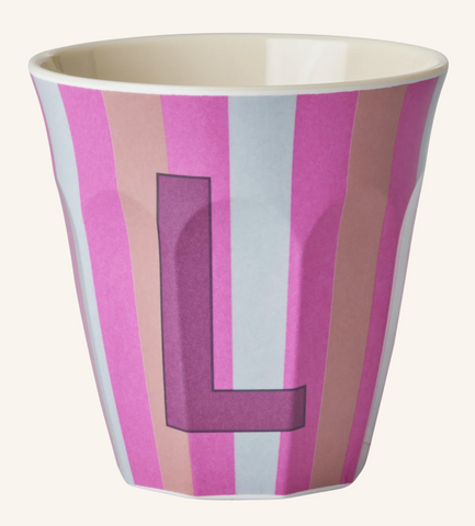 Rice Melamine Cup 250ml - Girl Stripes Alphabet