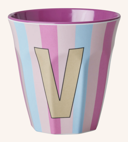 Rice Melamine Cup 250ml - Girl Stripes Alphabet