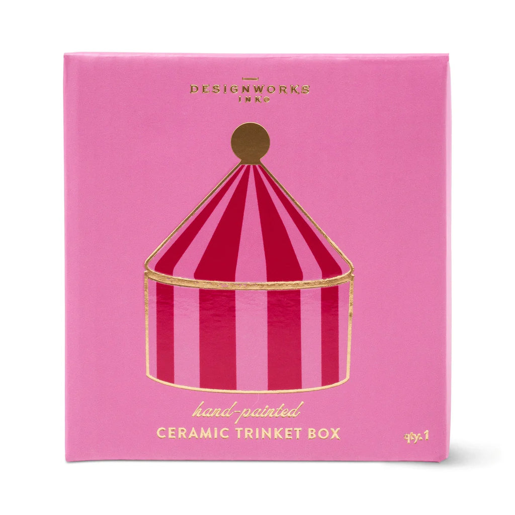 Gentlemen's Hardware Ceramic Trinket Box - Pink + Red Stripe