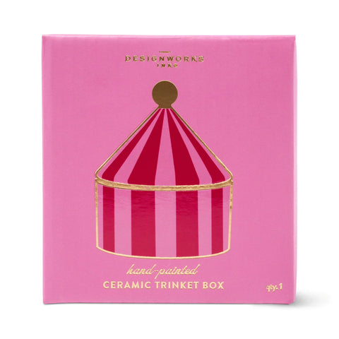 Gentlemen's Hardware Ceramic Trinket Box - Pink + Red Stripe