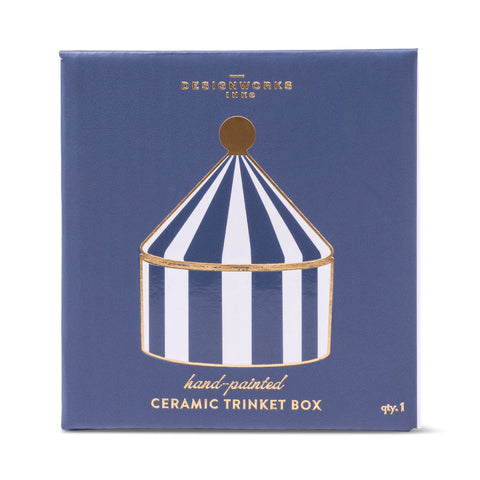 Gentlemen's Hardware Ceramic Trinket Box - Navy Stripe