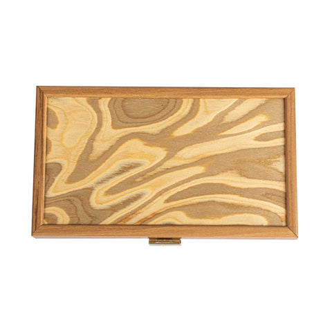 Manopoulos - Handcrafted Olive Burl Backgammon Set with Olive Wood Checkers 20x12cm