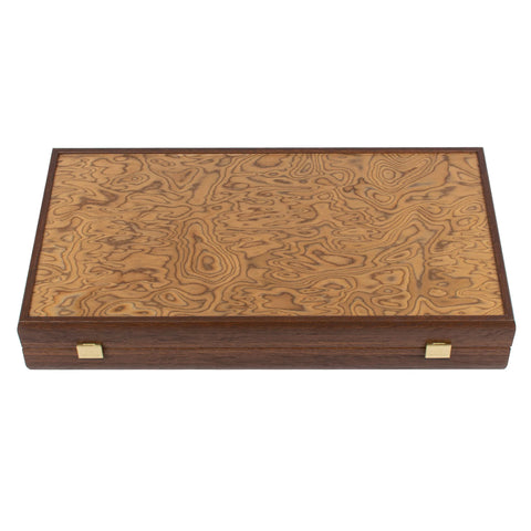 Manopoulos - Handcrafted Walnut Burl Backgammon Set 20x12cm