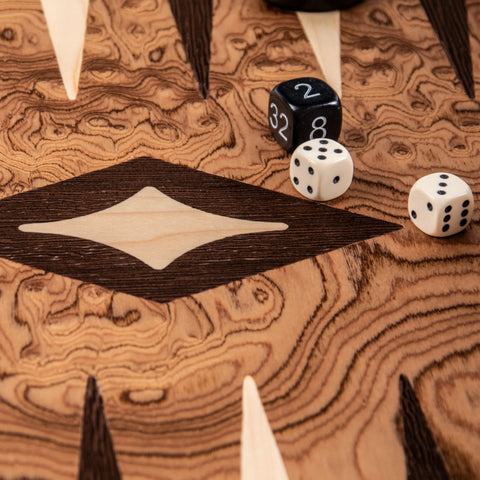 Manopoulos - Handcrafted Walnut Burl Backgammon Set 20x12cm