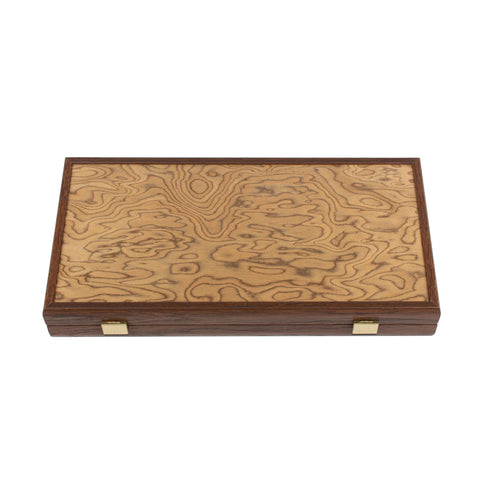 Manopoulos - Handcrafted Walnut Burl Backgammon Set 20x12cm
