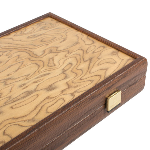 Manopoulos - Handcrafted Walnut Burl Backgammon Set 20x12cm
