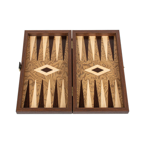 Manopoulos - Handcrafted Walnut Burl Backgammon Set 20x12cm