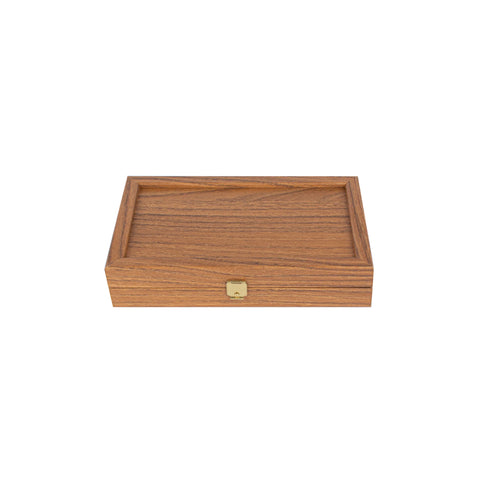 Manopoulos - Handcrafted Walnut Replica Wood Backgammon Set with Black & Oak Points with Side Racks 20x12cm