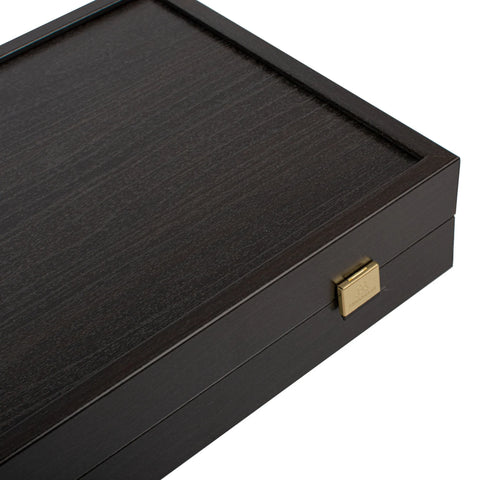 Manopoulos - Handcrafted Wenge Replica Wood Backgammon Set with Walnut & Oak Points with Side Racks 20x12cm