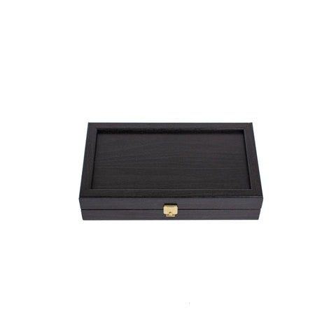 Manopoulos - Handcrafted Wenge Replica Wood Backgammon Set with Walnut & Oak Points with Side Racks 20x12cm