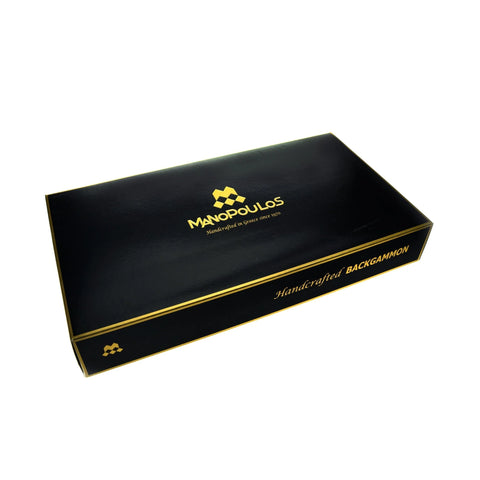 Manopoulos - Handcrafted Wenge Replica Wood Backgammon Set with Walnut & Oak Points with Side Racks 20x12cm