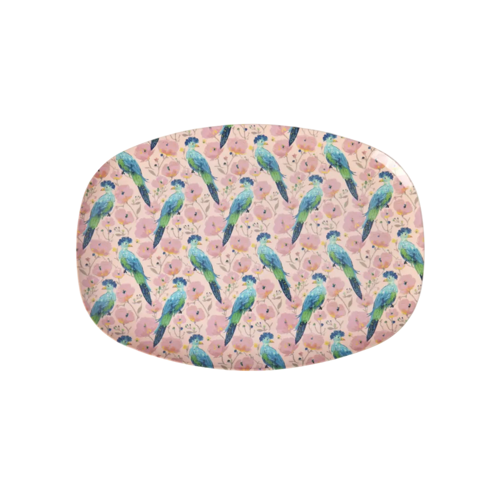 Rice Exotic Bird Melamine Rectangular Plate Large