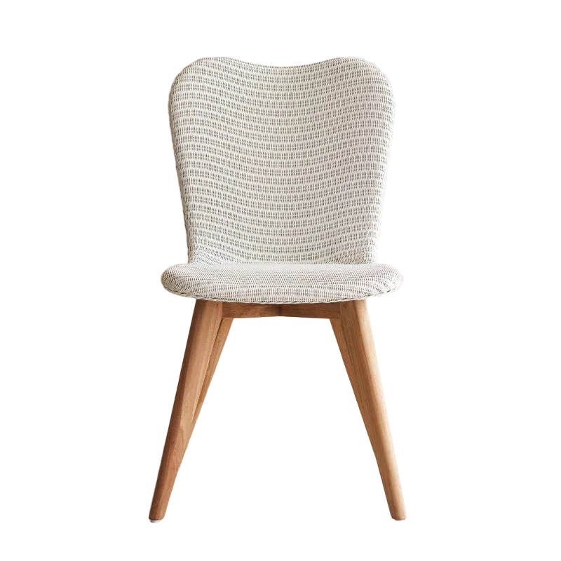 Chair with woven backrest and wooden legs