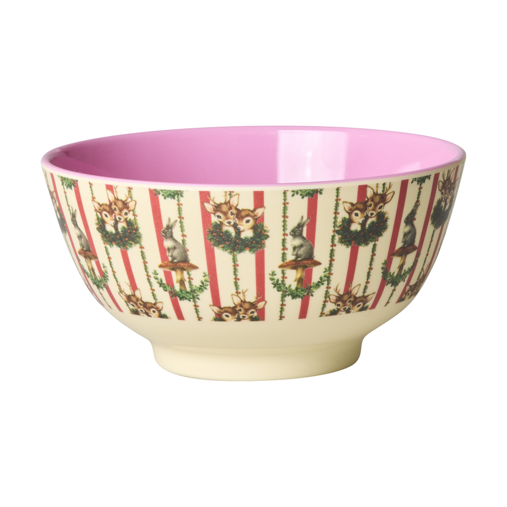 Rice Sweet Forest Print Cream Melamine Medium Bowl 700ml