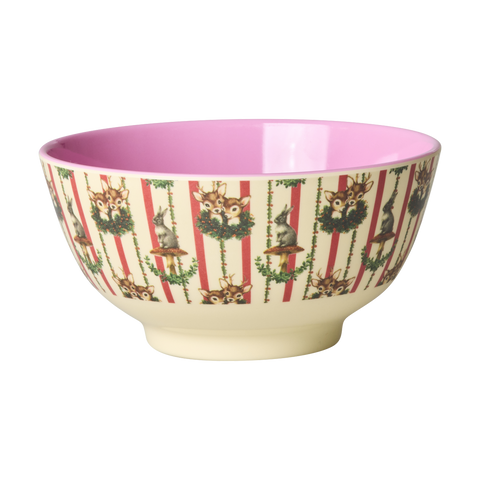 Rice Sweet Forest Print Cream Melamine Medium Bowl 700ml