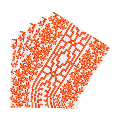 Caspari Coral And Trellis Coral Napkins