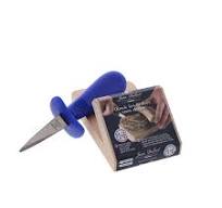 Laguiole Jean Dubost French Oyster Knife with Plastic Handle and Wood Holder