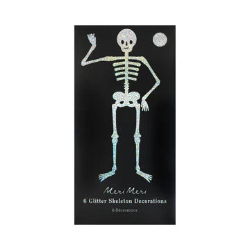 Meri Meri Glitter Jointed Skeleton Decorations (x 6)