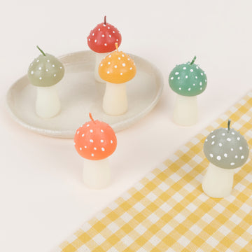 Meri Meri Rustic Mini Mushroom Candles (x 6)