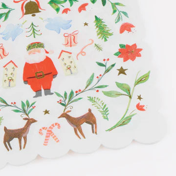 Meri Meri Foliage Santa Patterned Large Napkins (x 16)