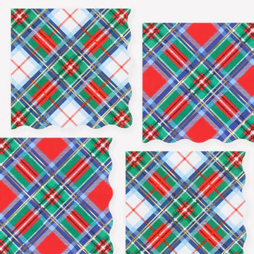 meri Meri Plaid Mix Large Napkins (x 16)