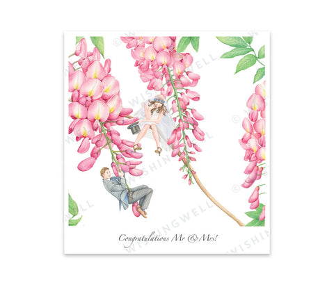 Wishing Well Greeting Card Congratulations Mr & Mrs Card