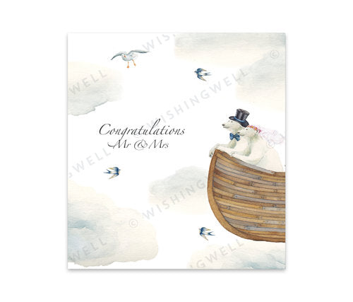 Wishing Well Greeting Card Congratulations Mr & Mrs Card