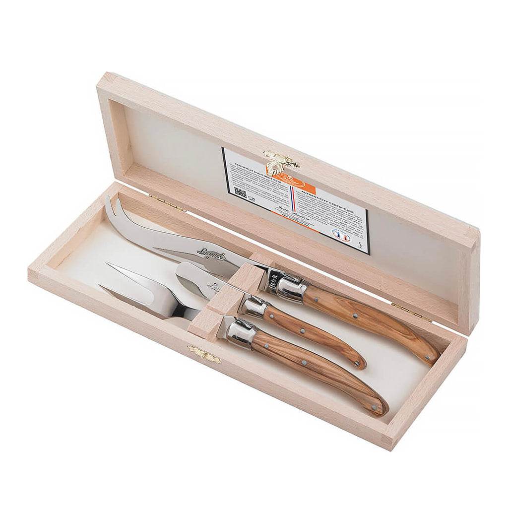 Laguiole Jean Dubost Elysee Cheese Knives Closed Box (Set of 3)(Cleaver, Spreader, Cheese Knife)