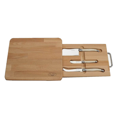 Laguiole Jean Dubost Cheese Board with Drawer & Knives (Set of 3)
