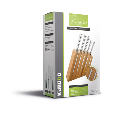 Laguiole Jean Dubost Kimono Bamboo Bloc Kitchen Knives (Set of 5)